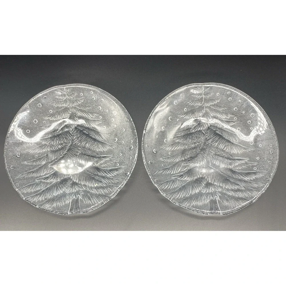 Mikasa‎ Crystal Noel Frosted Embossed Tree Dessert/Salad Plates 8.5